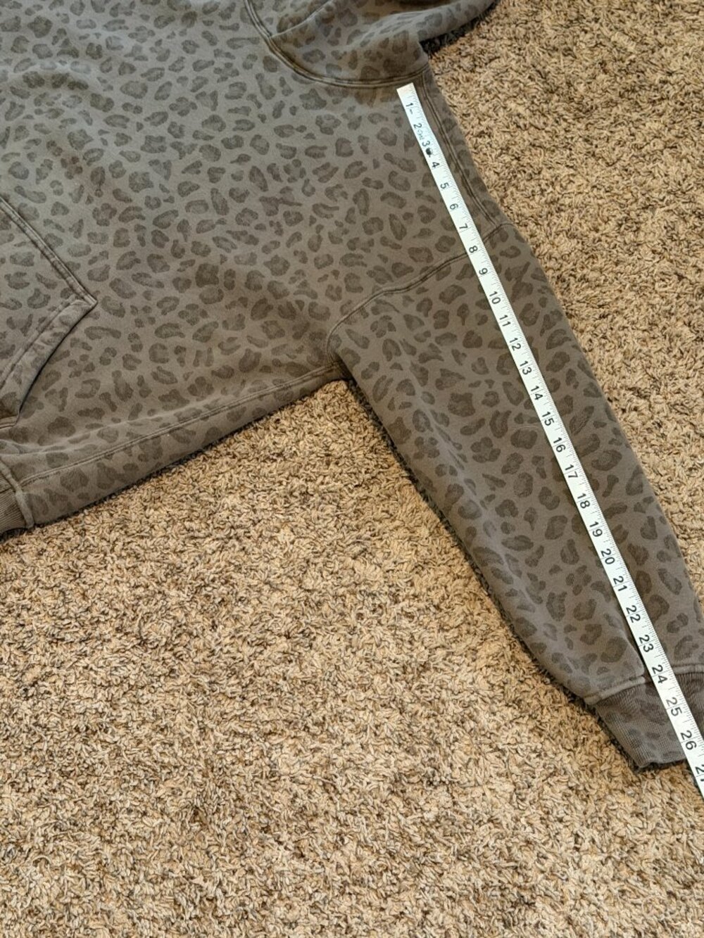 Abercrombie & Fitch Leopard Print Hoodie XS Oversized Popover Brown EUC - Picture 10 of 11